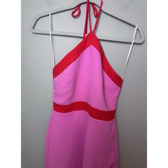 Amanda Uprichard pink and red halter tie mini dress Size XS NWT - Picture 12 of 16
